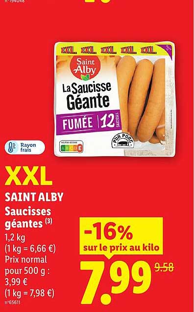 XXL SAINT ALBY Saucisses géantes
