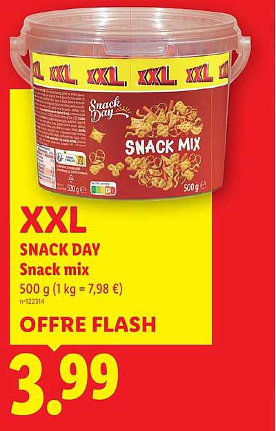 XXL SNACK DAY Snack mix 500 g (1 kg = 7,98 €) OFFRE FLASH