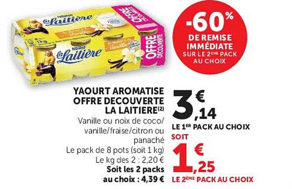 YAOURT AROMATISE OFFRE DECOUVERTE LA LAITIERE