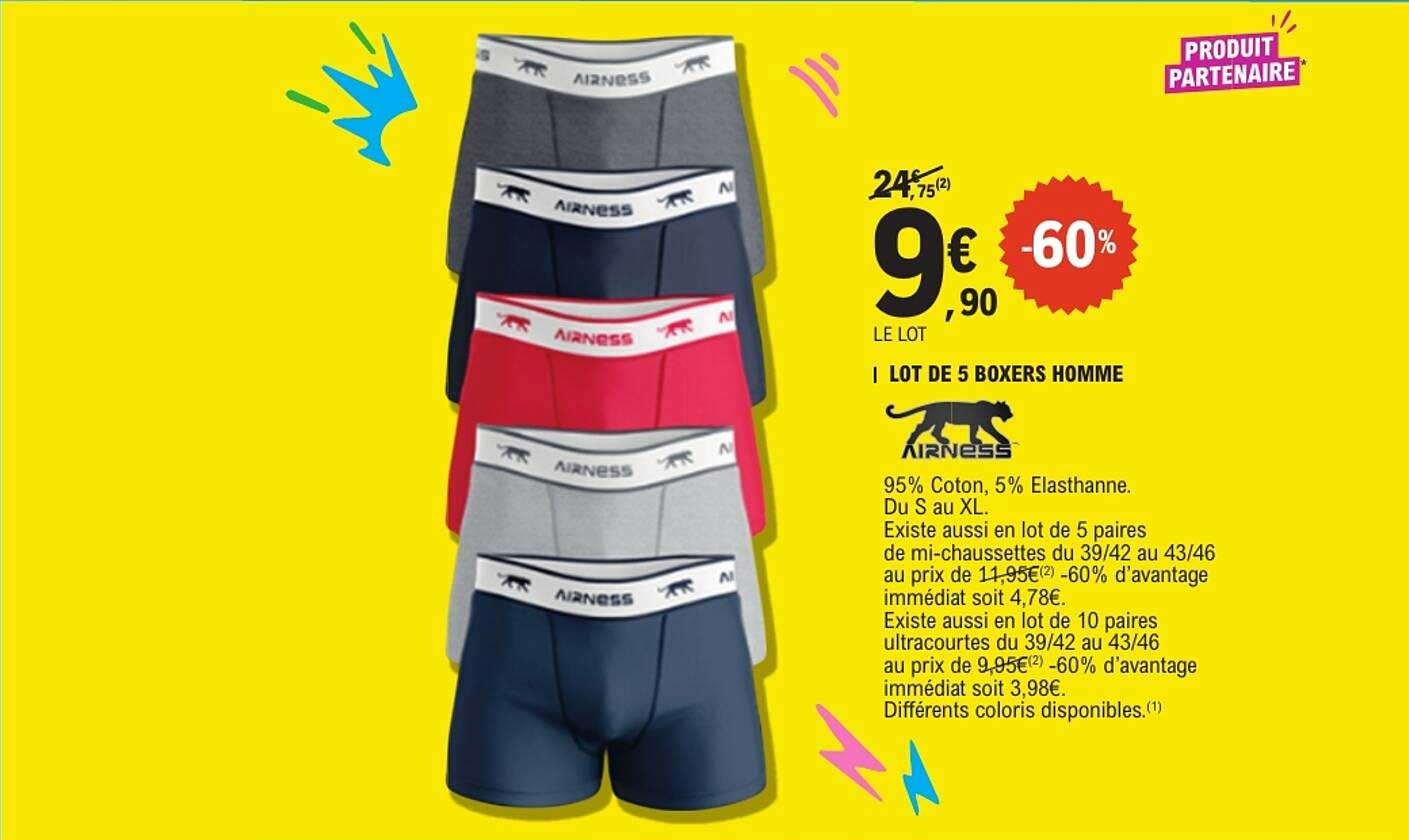 1 LOT DE 5 BOXERS HOMME