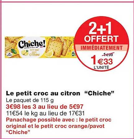 2+1 OFFERT IMMÉDIATEMENT