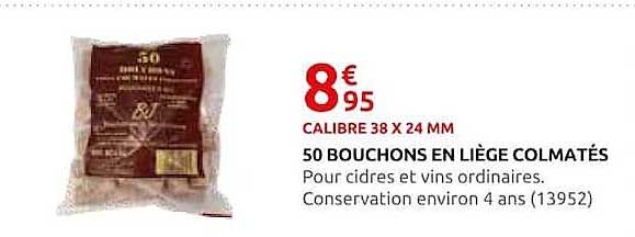 50 BOUCHONS EN LIÈGE COLMATÉS