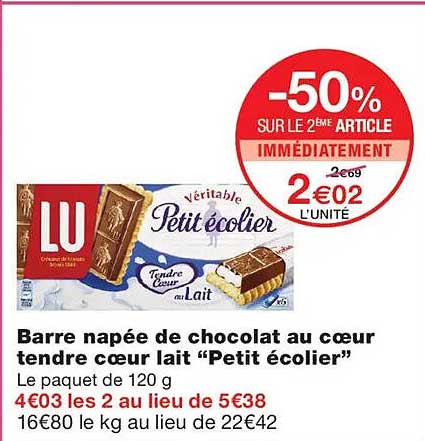 -50% SUR LE 2ÈME ARTICLE IMMÉDIATEMENT 2€02 L'UNITÉ