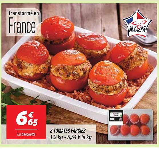 8 TOMATES FARCIES 1,2 kg - 5,54 € le kg