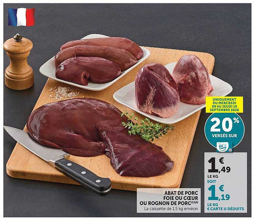 ABAT DE PORC FOIE OU CŒUR OU ROGNON DE PORC