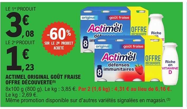 ACTIMEL ORIGINAL GOÛT FRAISE OFFRE DÉCOUVERTE