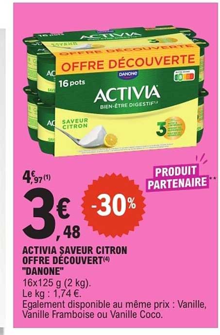 ACTIVIA SAVEUR CITRON OFFRE DÉCOUVERT "DANONE"