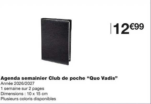 Agenda semainier Club de poche “Quo Vadis”