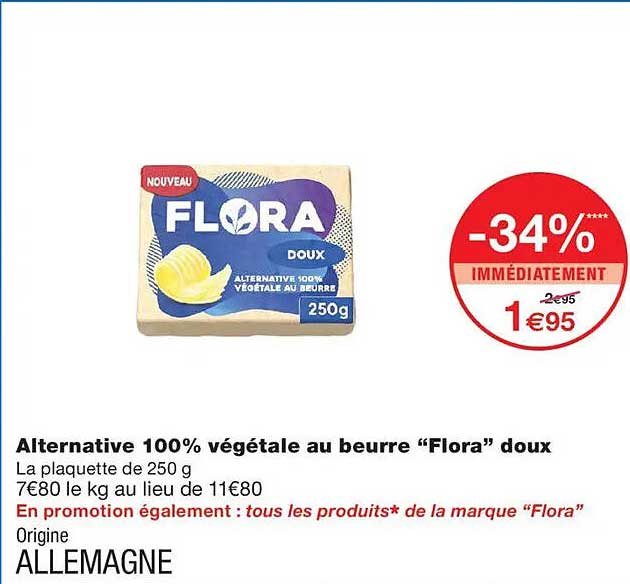 Alternative 100% végétale au beurre “Flora” doux