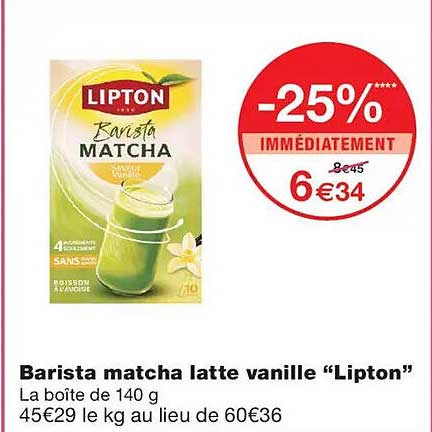 Barista matcha latte vanille “Lipton”