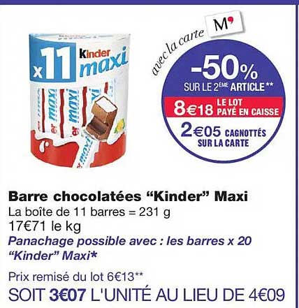Barre chocolatées “Kinder” Maxi