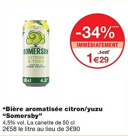 Bière aromatisée citron/yuzu “Somersby”