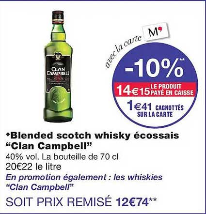 Blended scotch whisky écossais “Clan Campbell”