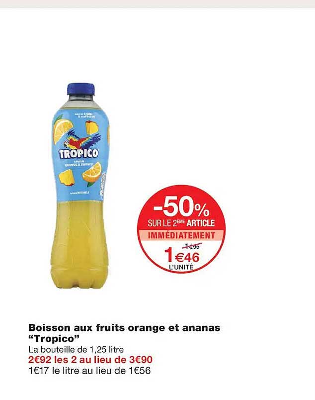 Boisson aux fruits orange et ananas “Tropico”
