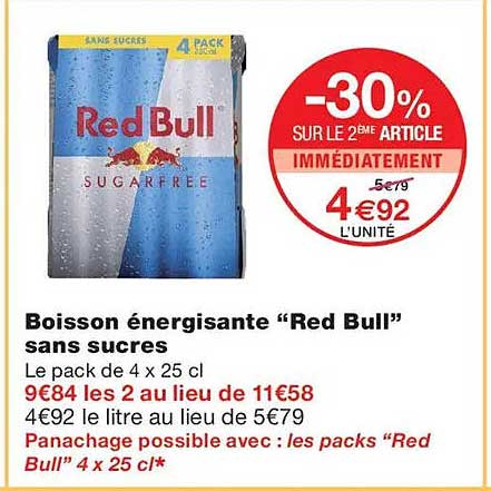 Boisson énergisante “Red Bull” sans sucres