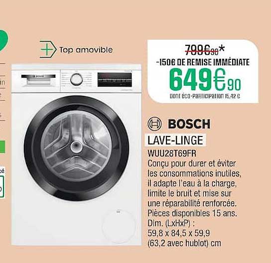 BOSCH LAVE-LINGE WUU28T69FR