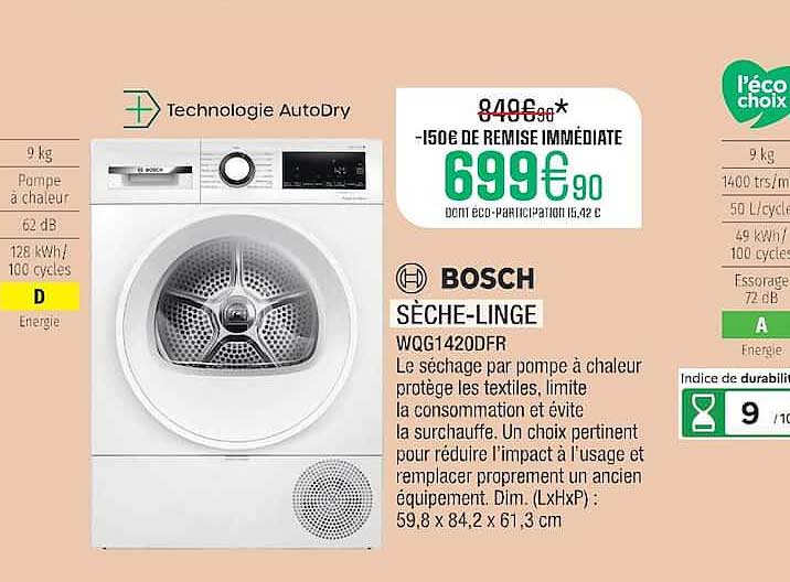 BOSCH SÈCHE-LINGE WQG1420DFR