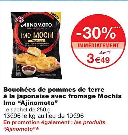 Bouchées de pommes de terre à la japonaise avec fromage Mochis Imo “Ajinimoto”