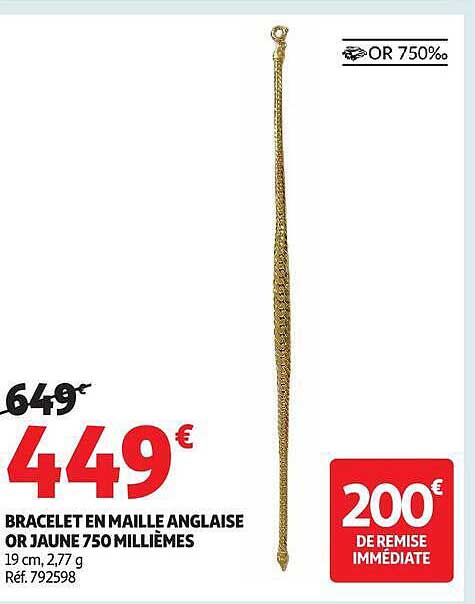 BRACELET EN MAILLE ANGLAISE OR JAUNE 750 MILLIEMES