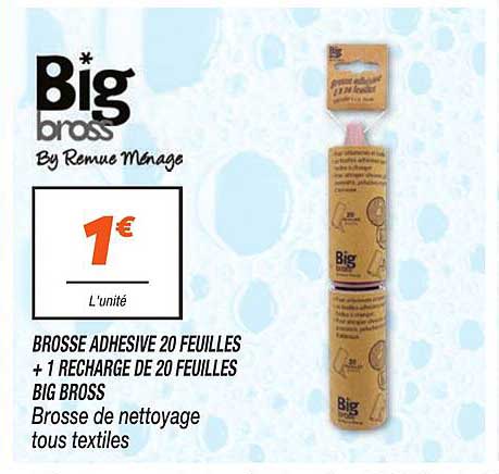 BROSSE ADHESIVE 20 FEUILLES + 1 RECHARGE DE 20 FEUILLES BIG BROSS