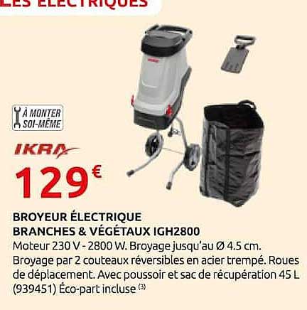 BROYEUR ÉLECTRIQUE BRANCHES & VÉGÉTAUX IGH2800