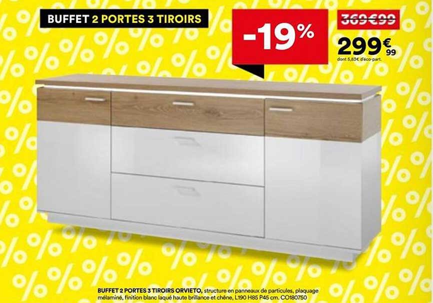 BUFFET 2 PORTES 3 TIROIRS