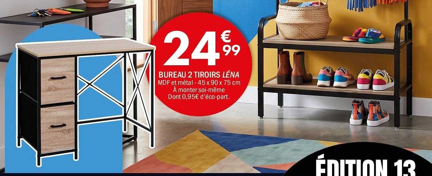 BUREAU 2 TIROIRS LÉNA