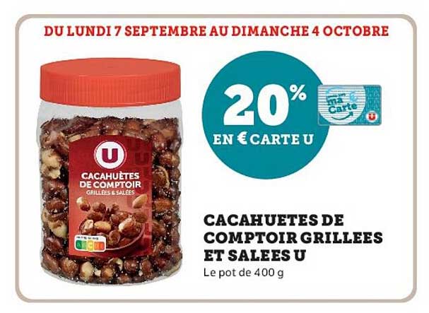 CACAHUETES DE COMPTOIR GRILLEES ET SALEES U