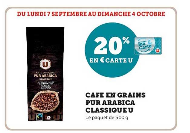 CAFE EN GRAINS PUR ARABICA CLASSIQUE U