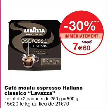 Café moulu espresso italien classique “Lavazza”