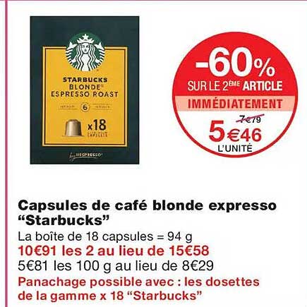 Capsules de café blonde expresso “Starbucks”