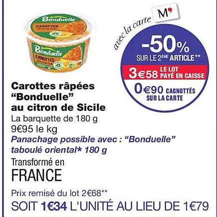 Carottes râpées “Bonduelle” au citron de Sicile