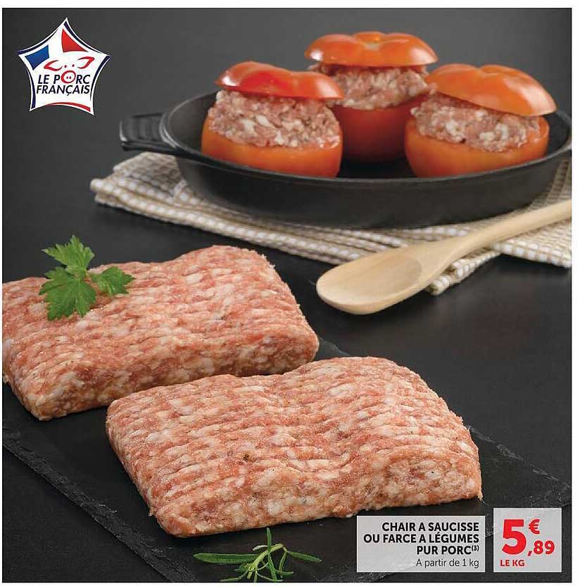 CHAIR A SAUCISSE OU FARCE A LÉGUMES PUR PORC(3)