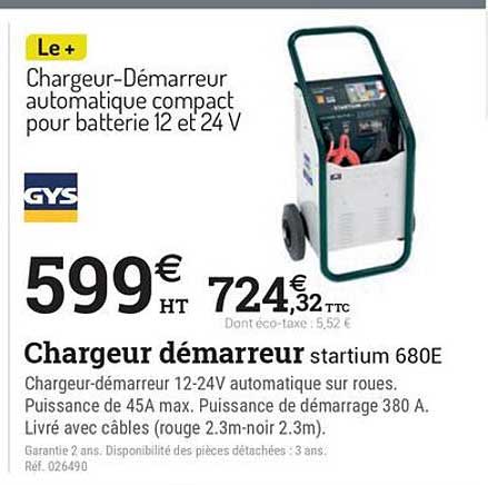 Chargeur-Démarreur automatique compact pour batterie 12 et 24 V