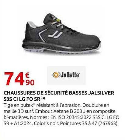 CHAUSSURES DE SÉCURITÉ BASSES JALSILVER S3S CI LG FO SR