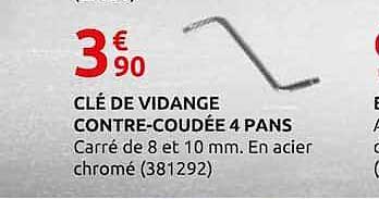 CLÉ DE VIDANGE CONTRE-COUDÉE 4 PANS