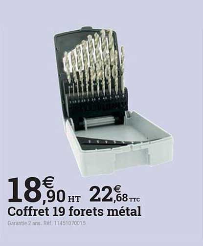 Coffret 19 forets métal
