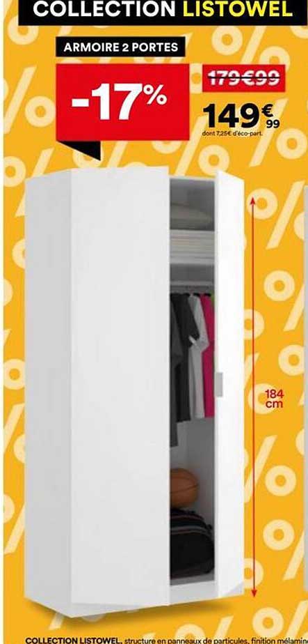 COLLECTION LISTOWEL ARMOIRE 2 PORTES