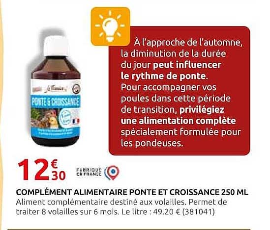COMPLÉMENT ALIMENTAIRE PONTE ET CROISSANCE 250 ML
