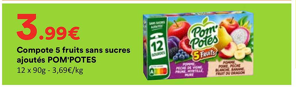 Compote 5 fruits sans sucres ajoutés POM'POTES
