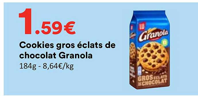 Cookies gros éclats de chocolat Granola