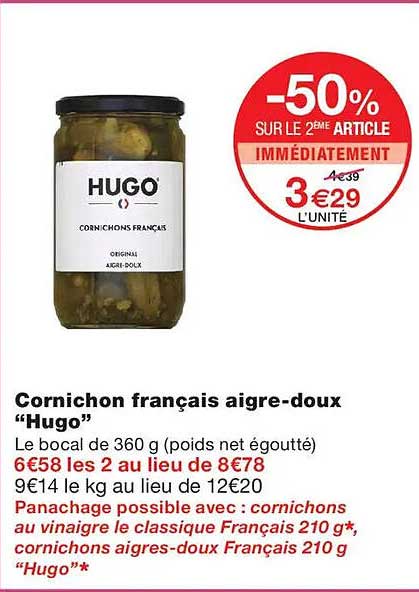 Cornichon français aigre-doux “Hugo”