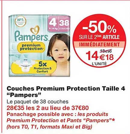 Couches Premium Protection Taille 4 “Pampers”