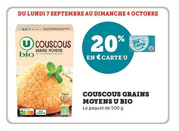 COUSCOUS GRAINS MOYENS U BIO