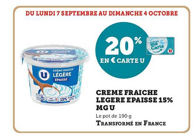 CREME FRAICHE LEGERE EPAISSE 15% MG