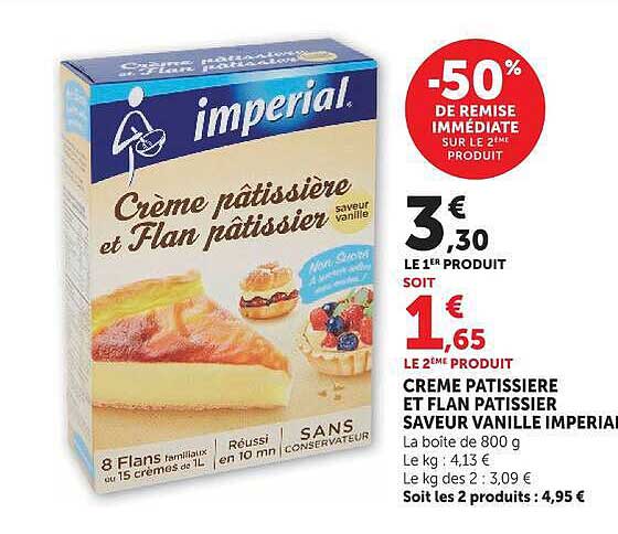 Crème pâtissière et Flan pâtissier saveur vanille Imperial