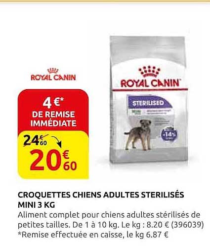 CROQUETTES CHIENS ADULTES STÉRILISÉS MINI 3KG