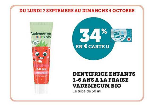 DENTIFRICE ENFANTS 1-6 ANS A LA FRAISE VADEMECUM BIO