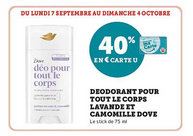 DEODORANT POUR TOUT LE CORPS LAVANDE ET CAMOMILLE DOVE