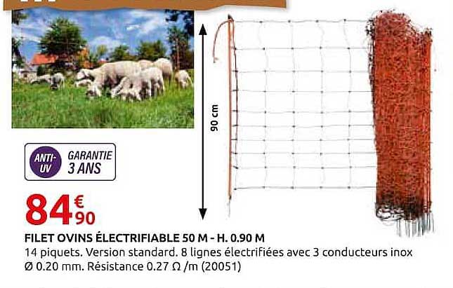 FILET OVINS ELECTRIFIABLE 50 M - H. 0.90 M